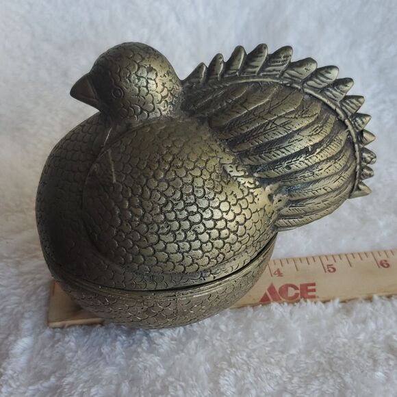 Vintage Brass Hen Trinket Box - Picture 9 of 9